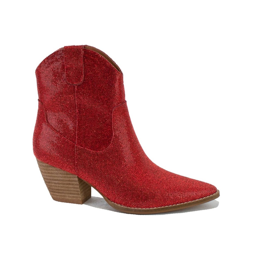BEAST Red Rhinestone Western Sparkly Cowgirl Festival Holiday Party Boot